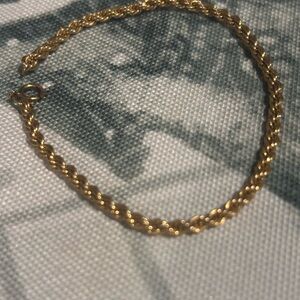 Elegant 14K Gold Plated Rope Chain Bracelet on metal